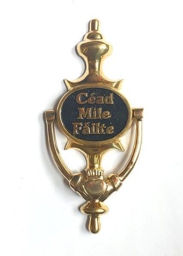 Brass door knocker cead mile - door,