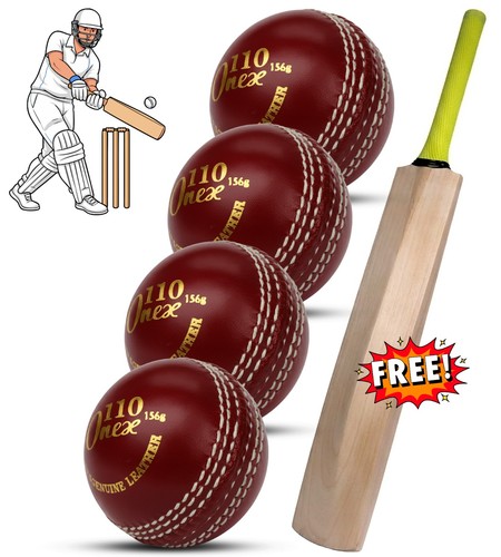 Leather cricket ball - 4pcs, with