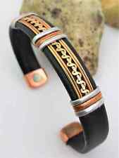 Copper Leather Cuff Bracelet with 2 magnets , Fashion Copper Cuff Bracelet, gift