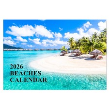 Beaches Calendar 2026 A4 12 Month Wall Calendar 2026 UK A3 When Open Monthly Wal