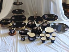 VINTAGE PALISSY ORCHID 36 PEICE SET COFFEE CUPS-SAUCERS-SIDE PLATES-BOWLS-ETC+
