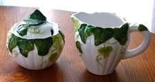 IVY Fine Ceramics Hand decorated Small Pot & Jug Mustard Mint Sauce or sml sugar