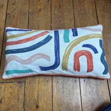 Habitat Studio Squiggle Cushion Embroidered Multi Coloured 58cmx30cm