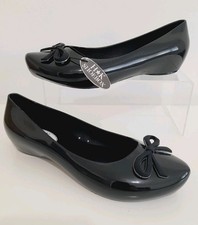 GIRLS LADIES SCHOOL WORK SLIP ON BOW JELLY BALLERINA LOAFER DOLLY SHOES SIZE