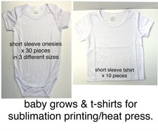 baby grows & baby tshirts for Sublimation heat press x 40 pcs asst sizes NEW