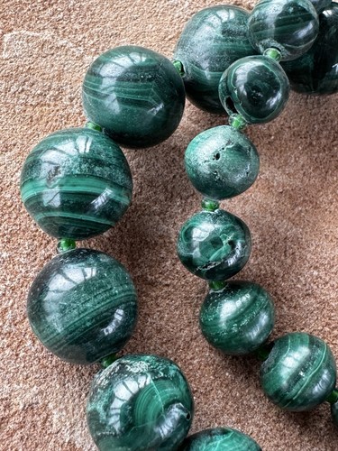 Vintage malachite beaded - malachite,