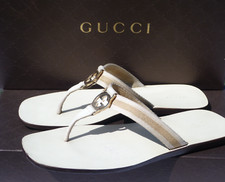 Gucci Unisex/Women Ivory Flip Flops/Thong Sandal Slide/ size UK7.5/40.5/Wide fit
