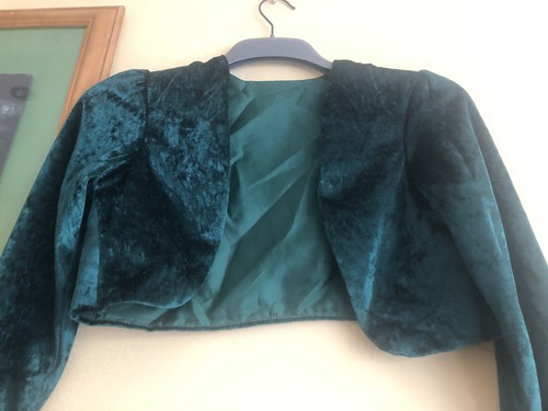 Green velvet handmade bolero - green,