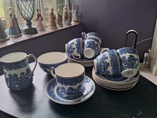 Arklow Pottery Ireland. Blue Willow 6 Cups Saucers Side Plates Milk & Sugar 20pc
