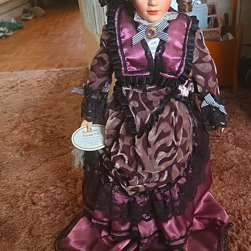 Porcelain girl doll curly - girl,