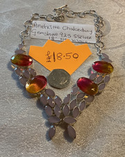 Chalcedony Ametrine bicolour necklace boxed 925 st. Silver necklace 18 in new