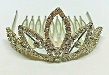 Vintage Silver Metal Bridal Diamante Rhinestones Hair Comb Slides 1980'