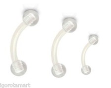 Acrylic Clear Flexible Barbell Horseshoe Curved Bar Retainer PTFE Flexi Jewelry