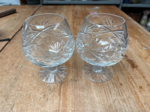 Crystal cut brandy glass - glass, x
