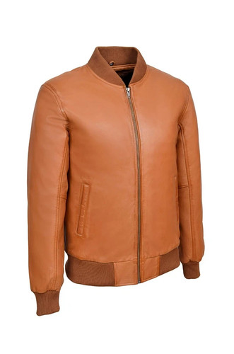 Men brown leather bomber - men's,