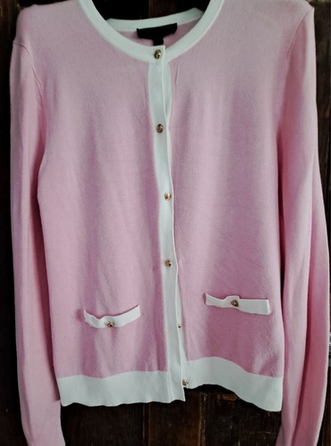 Zara pink and white cardigan - pink,