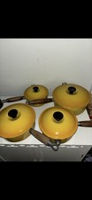 Vintage Le Creuset Yellow Cast Iron Saucepan Set Of 4 16" 18" 20" 22” Lids