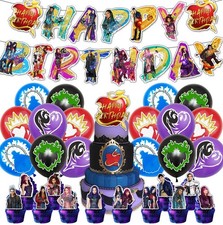 Descendants Party Supplies Decorations Set Balloons Banner Cake Toppers