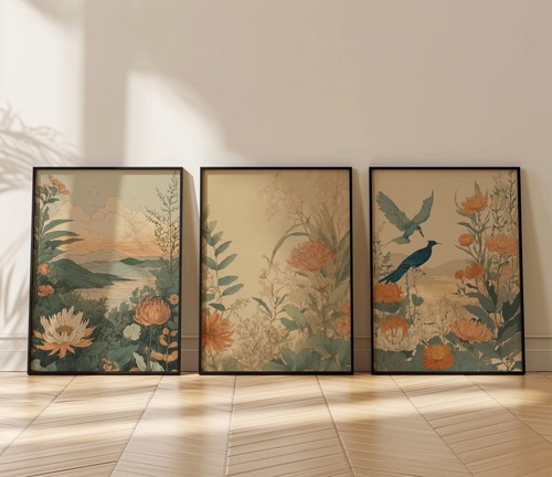Set vintage botanical - set, of