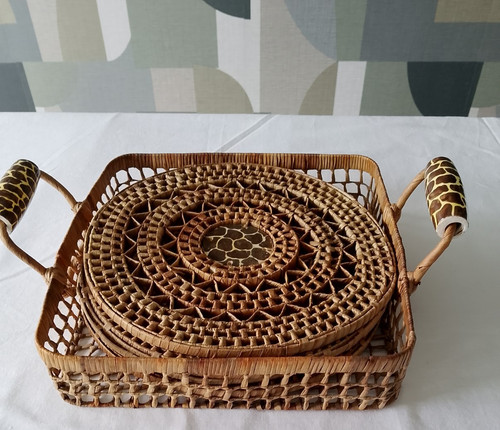 Vintage rattan bamboo square - rattan,