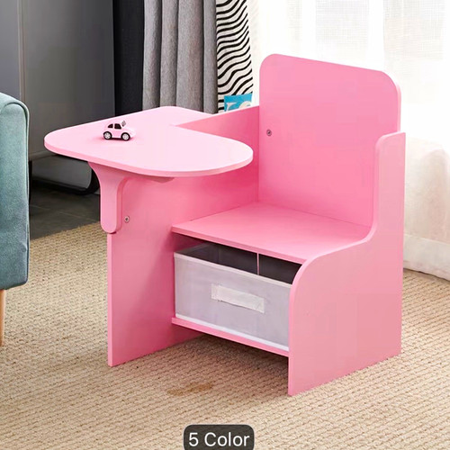 Children pink wooden desk - pink,