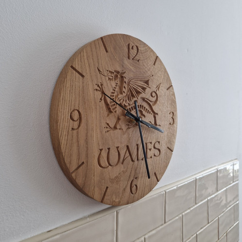 Wooden wall clock - wooden, oak