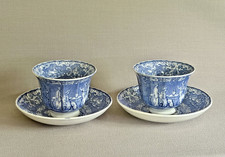 Pair Antique Blue Transfer