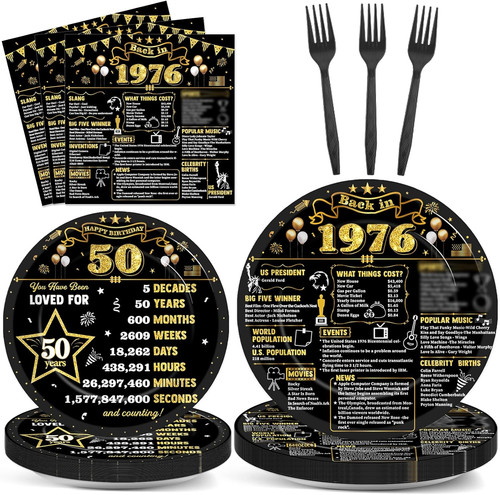 96pcs 50th birthday plates and - 50th,