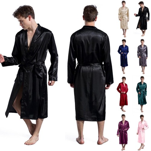 Men long satin silk pajamas - uk,