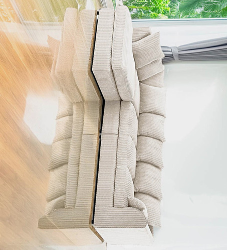 Beige corduroy shaped chaise - l-shaped,