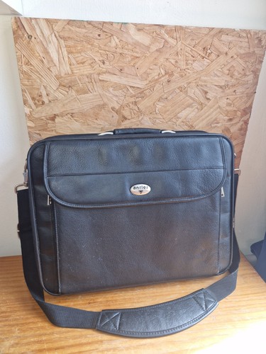 Black leather antler laptop - leather,