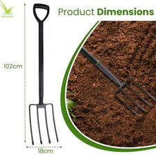 Garden Border Digging Fork 4 Prong Carbon Steel Heavy Duty Lightweight D Handle