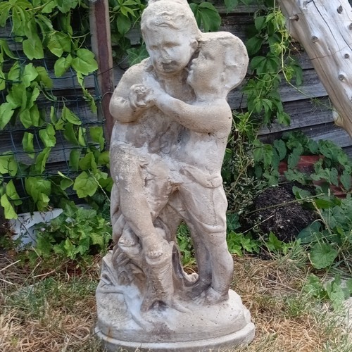 Grey stone garden statue man - stone,