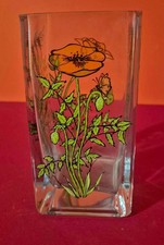 Glass vase hand painted - hand, clear