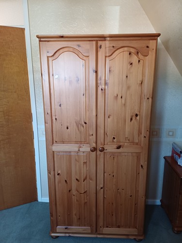 Pine wardrobe double door - wardrobe,