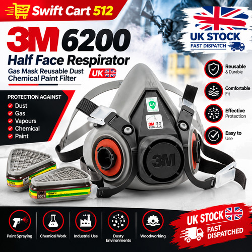 6200 half face respirator - 3m,