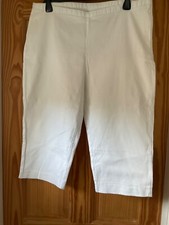 Ladies Cotton Traders White Cropped Side Zip Denim Trousers UK Size 18