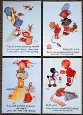 Set of 4 Postcards depicting