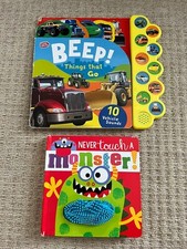 2 Chad Valley Beep! Things That Go Sound  & Never Touch a Monster Hardback Book