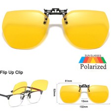 Clip On Night Vision Driving Flip Up Sunglasses Polarized Yellow Lens Lenses UK