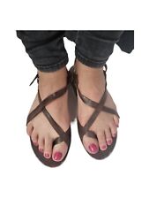Handmade Leather Sandals 6 39 Shoes Flip Flops Boho Hippie Vintage tan brown