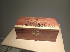 Wooden Cedar Dresser Box with Deer Design