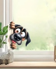 PEEKING CUTE CRAZY DOG CAR Decal Sticker Vinyl Styling Window Fuel Cap