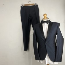 Next Tuxedo Dinner Suit 2 Piece Men's Navy Argyle 38R Jacket 30W 31L Slim Fit