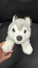 Keel Toys Signature Cuddle Puppy Husky Soft Toy Grey with blue eyes