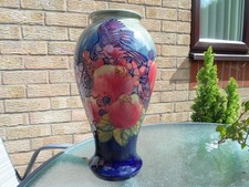 MOORCROFT POTTERY .  LARGE FINCH BLUE PATTERN VASE .1996 . DES. SALLY TUFFIN