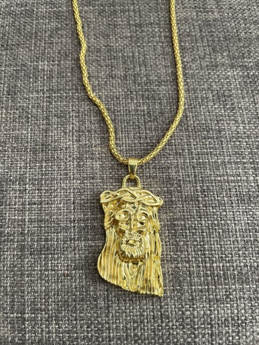 Gold jesus piece pendant - jesus,