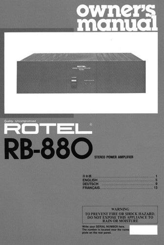 Rotel 880 amplifier - rotel, owners