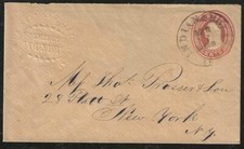 1850s HASSELMAN & VINTON WASHINGTON FOUNDRY Blind Cameo Cover Indianapolis to NY