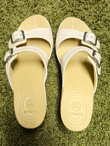 Crocs women beige white wedge - crocs,